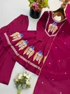 Nsr 916 Roman Silk Kurti With Plazzo Dupatta Collections